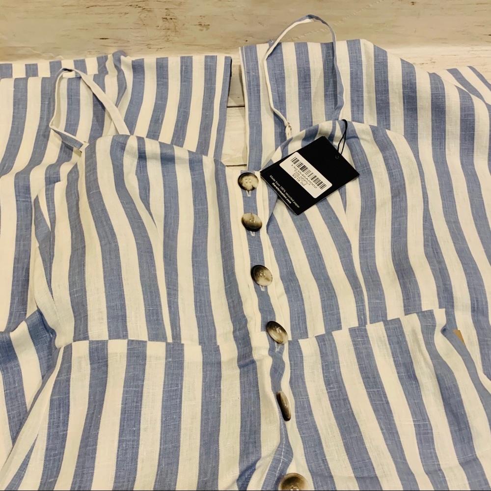 Torta jumpsuit Adriatic stripe blue reformation 2 - Picture 4 of 9